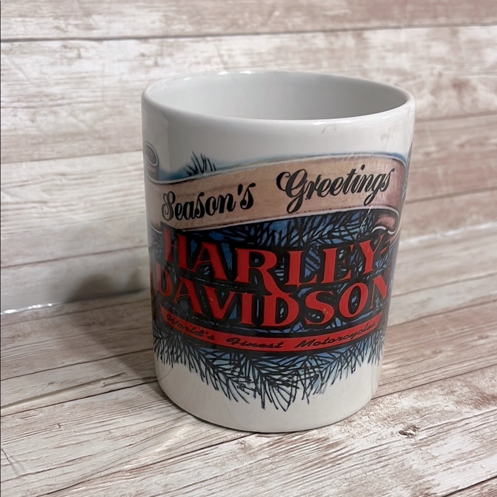 1999 Harley-Davidson Motor-Cycles Happy Holidays Red and White Mug Vintage